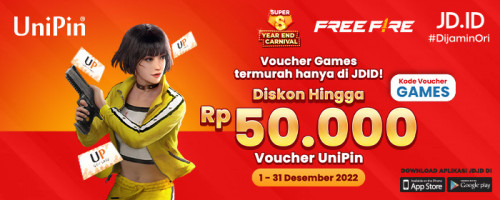 Voucher Games Termurah hanya di JD.ID – Promo Diskon hingga Rp 50.000 Voucher UniPin dan Voucher Games di Year End Carnival JD.ID